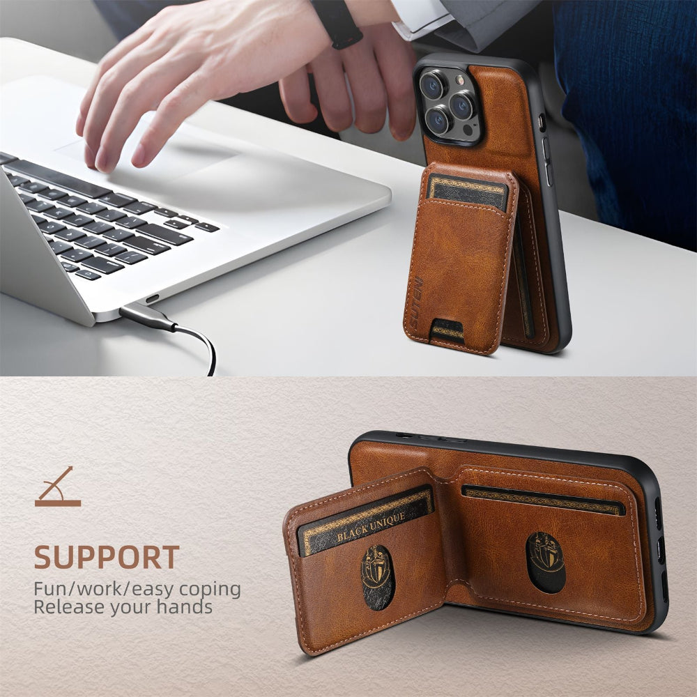 Vegan Leather Magnetic Phone Case For iPhone With Card Slots