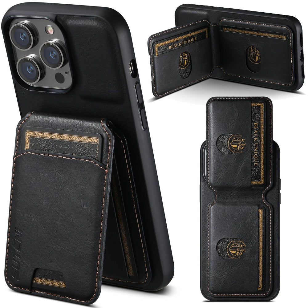 Vegan Leather Magnetic Phone Case For iPhone With Card Slots