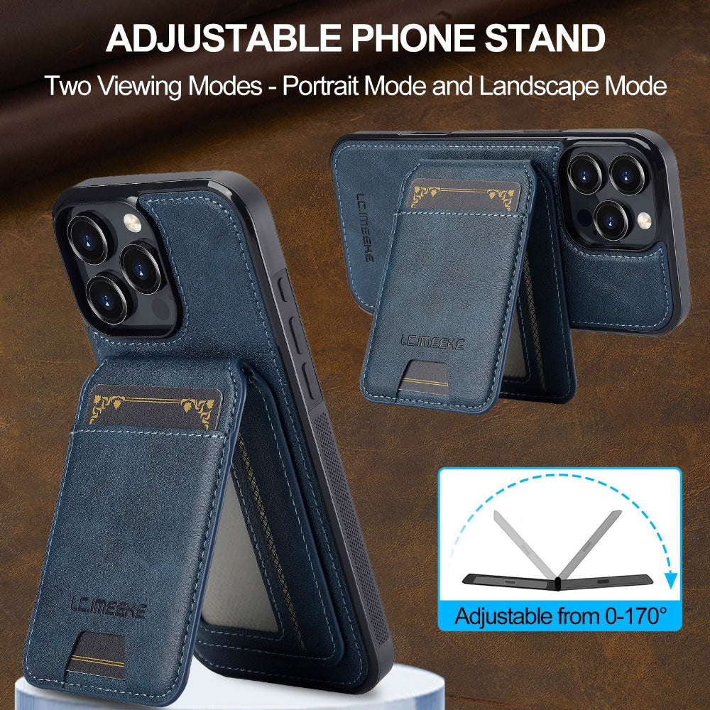 Vegan Leather Phone Case For IPhone With Detachable Magnetic Card Case