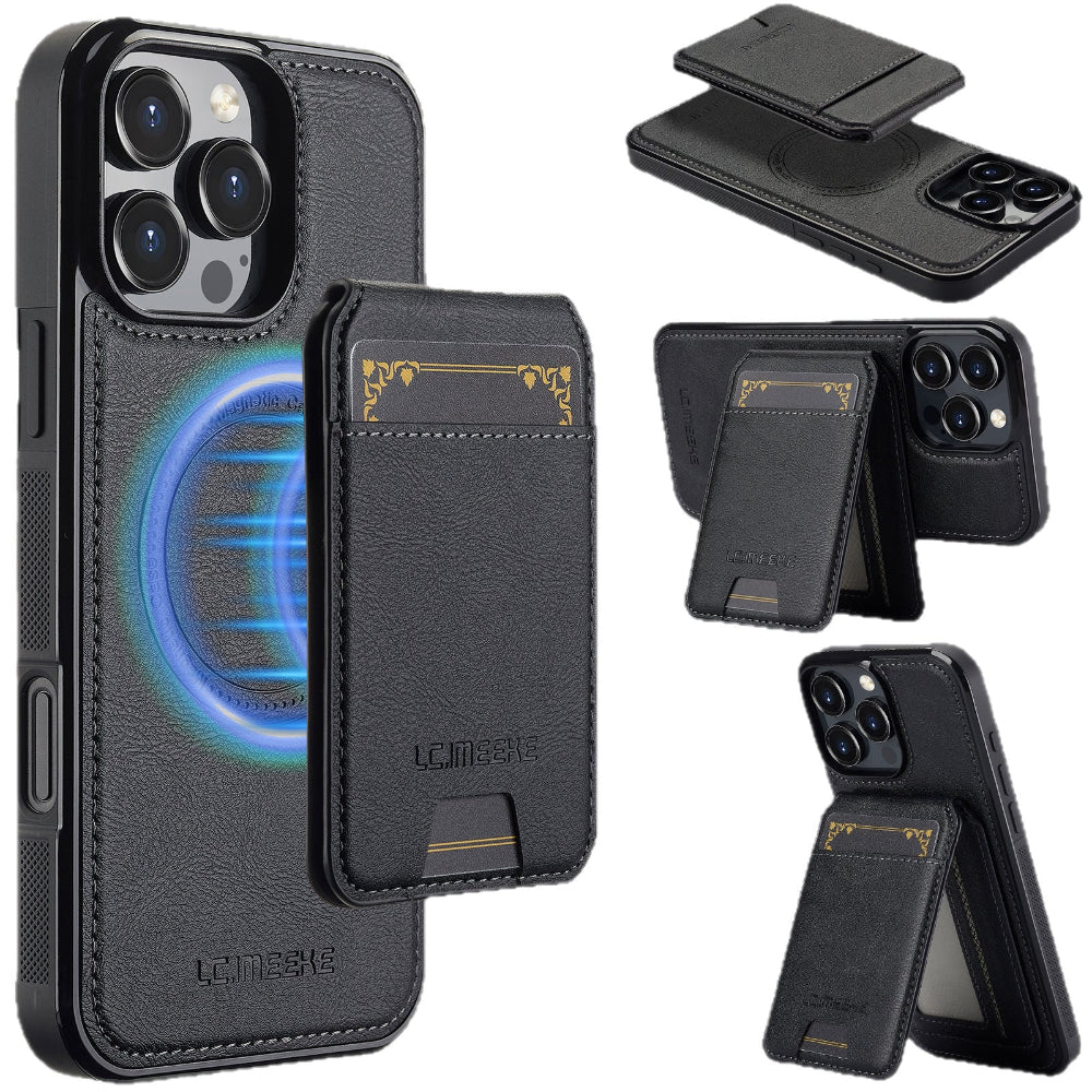 Vegan Leather Phone Case For IPhone With Detachable Magnetic Card Case