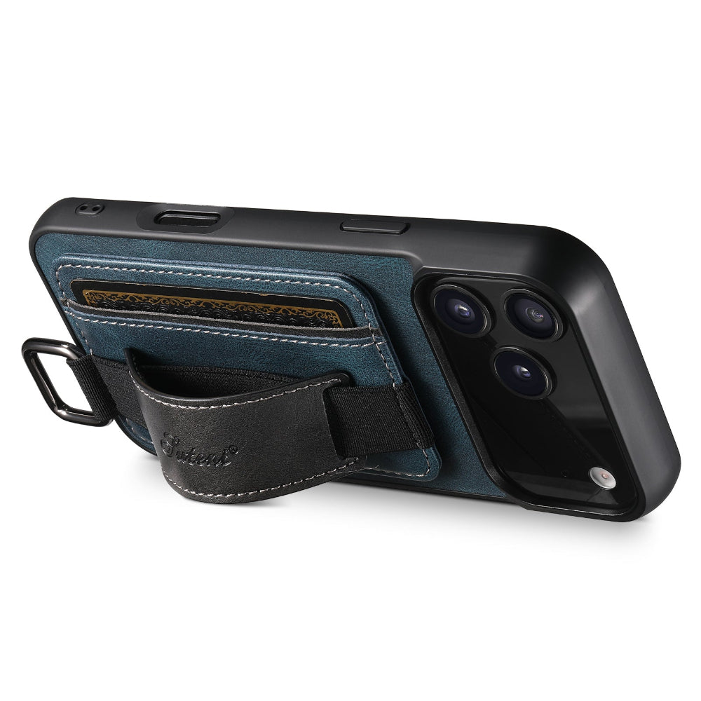 Vegan Leather Case For iPhone With Card Slot And Wrist Strap