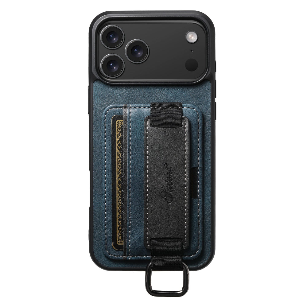 Vegan Leather Case For iPhone With Card Slot And Wrist Strap