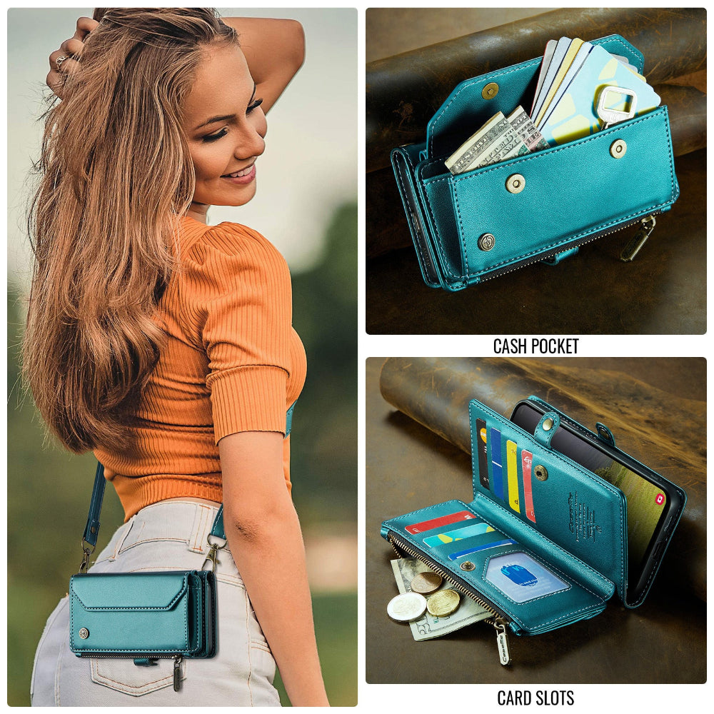 Vegan Leather Crossbody Wallet Case For iPhone