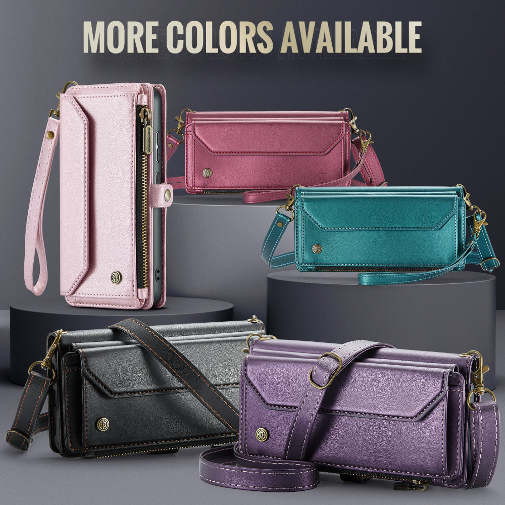 Vegan Leather Crossbody Wallet Case For iPhone