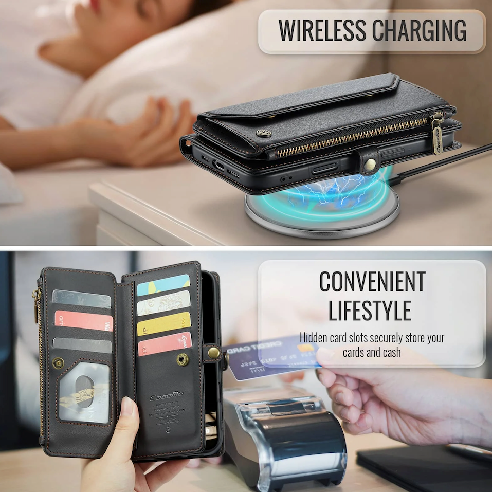 Vegan Leather Crossbody Wallet Case For iPhone