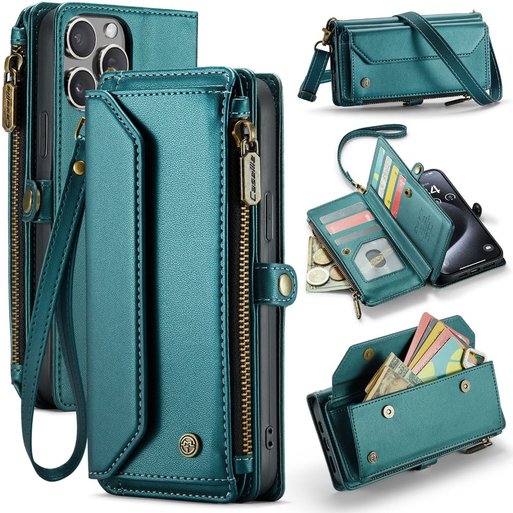 Vegan Leather Crossbody Wallet Case For iPhone