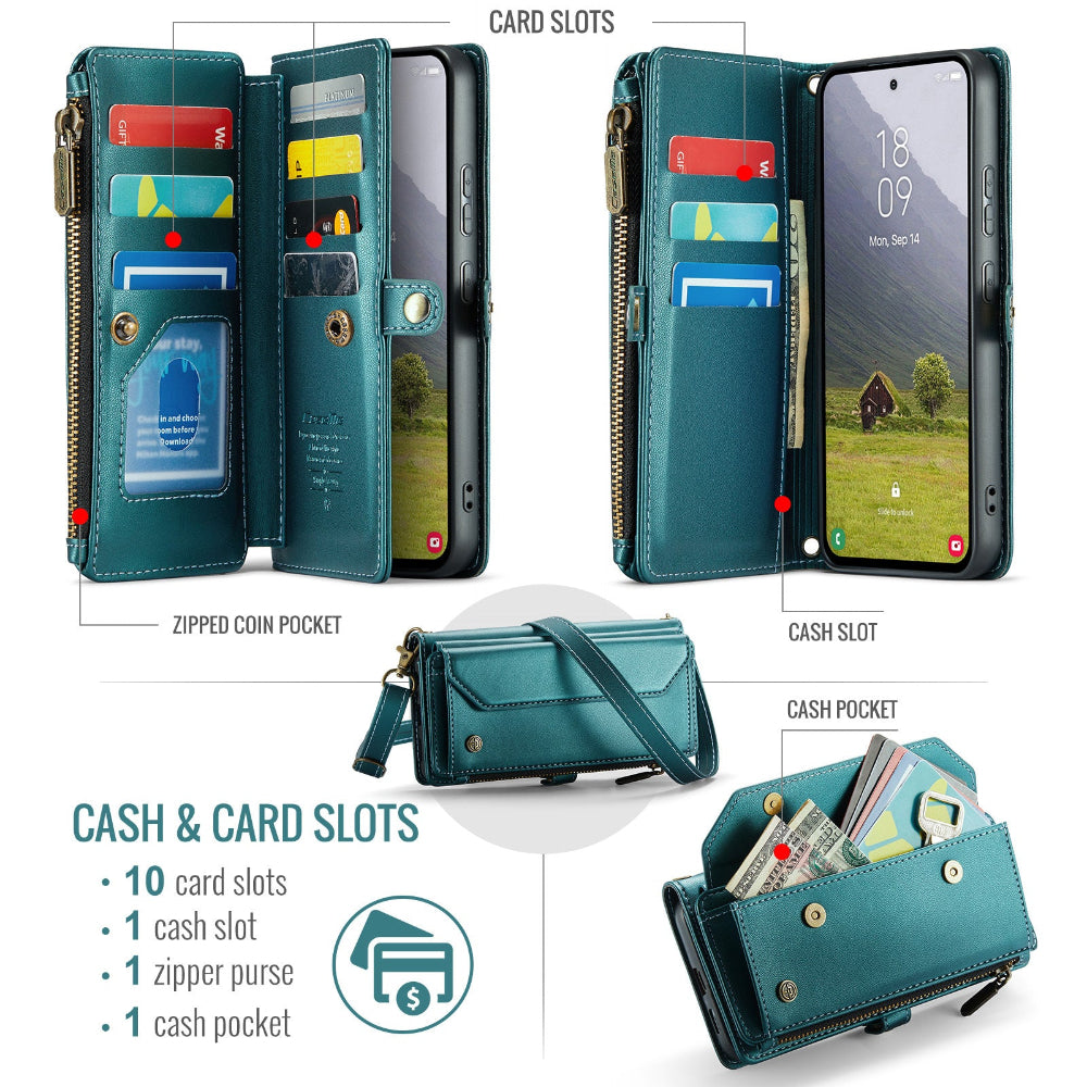 Vegan Leather Crossbody Wallet Case For iPhone