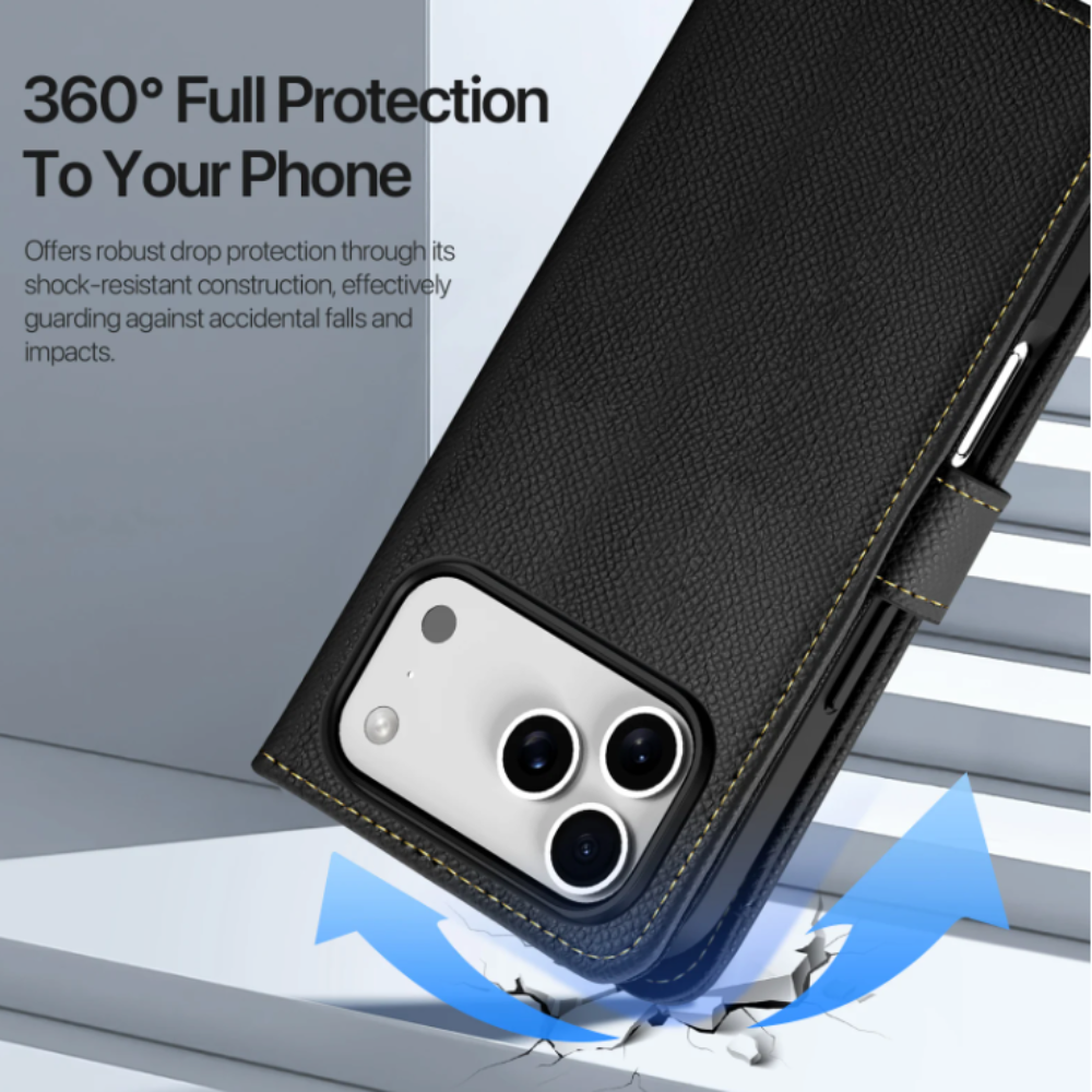 Vegan Leather Wallet Case For iPhone With Zipper Coin Bag