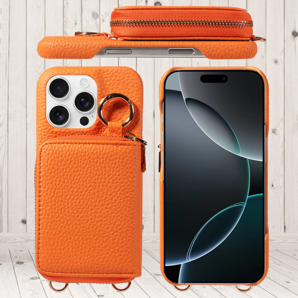 Crossbody Vegan Leather Case For iPhone With A Spacious Card Pouch And Ring