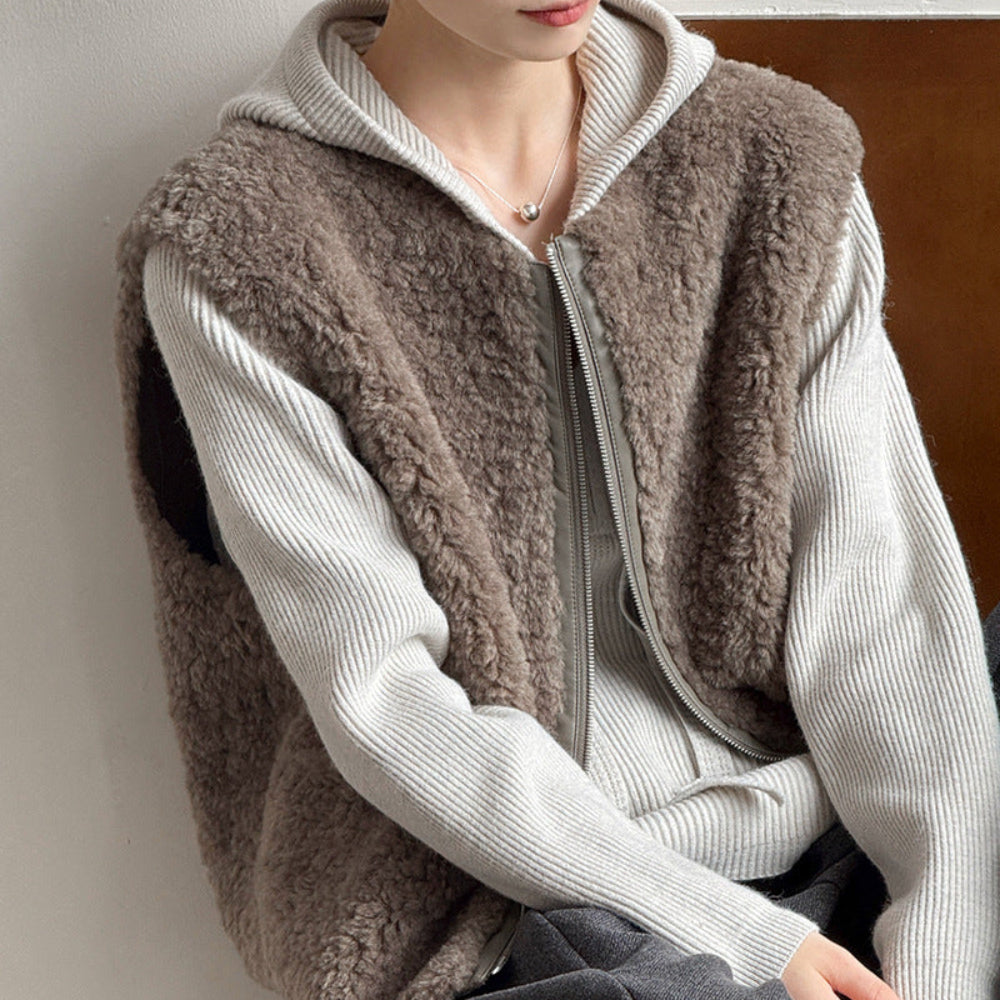 Womens Fluffy Teddy Style Faux Fur Vest