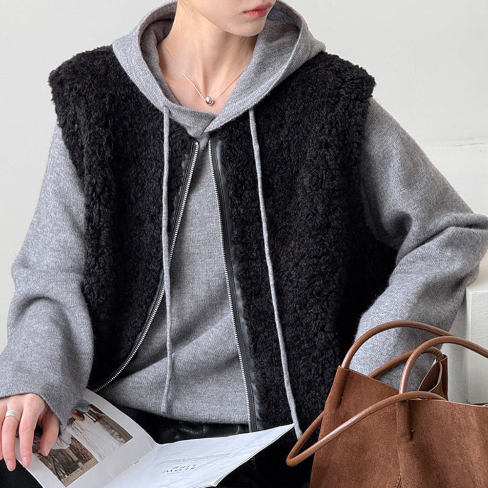 Womens Fluffy Teddy Style Faux Fur Vest