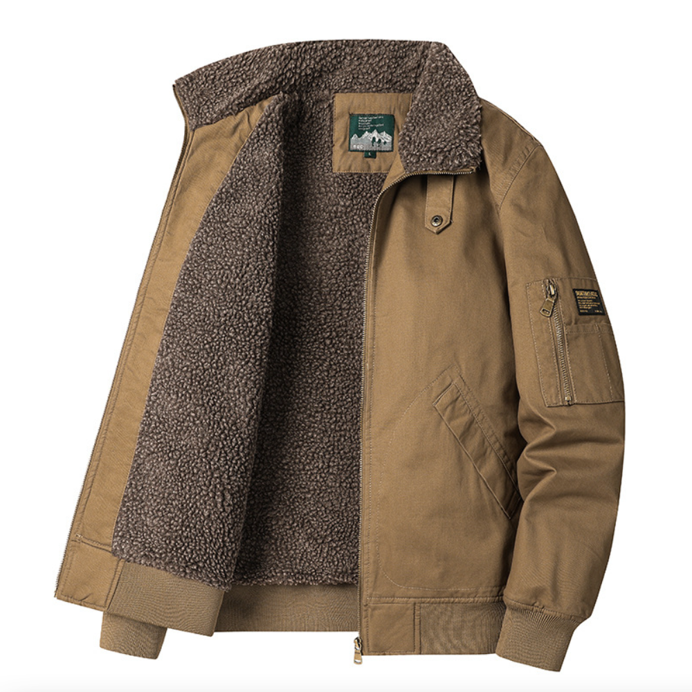Mens Zipper Jacket With faux shearling Inner