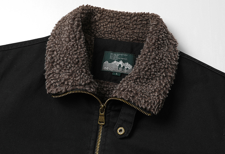 Mens Zipper Jacket With faux shearling Inner
