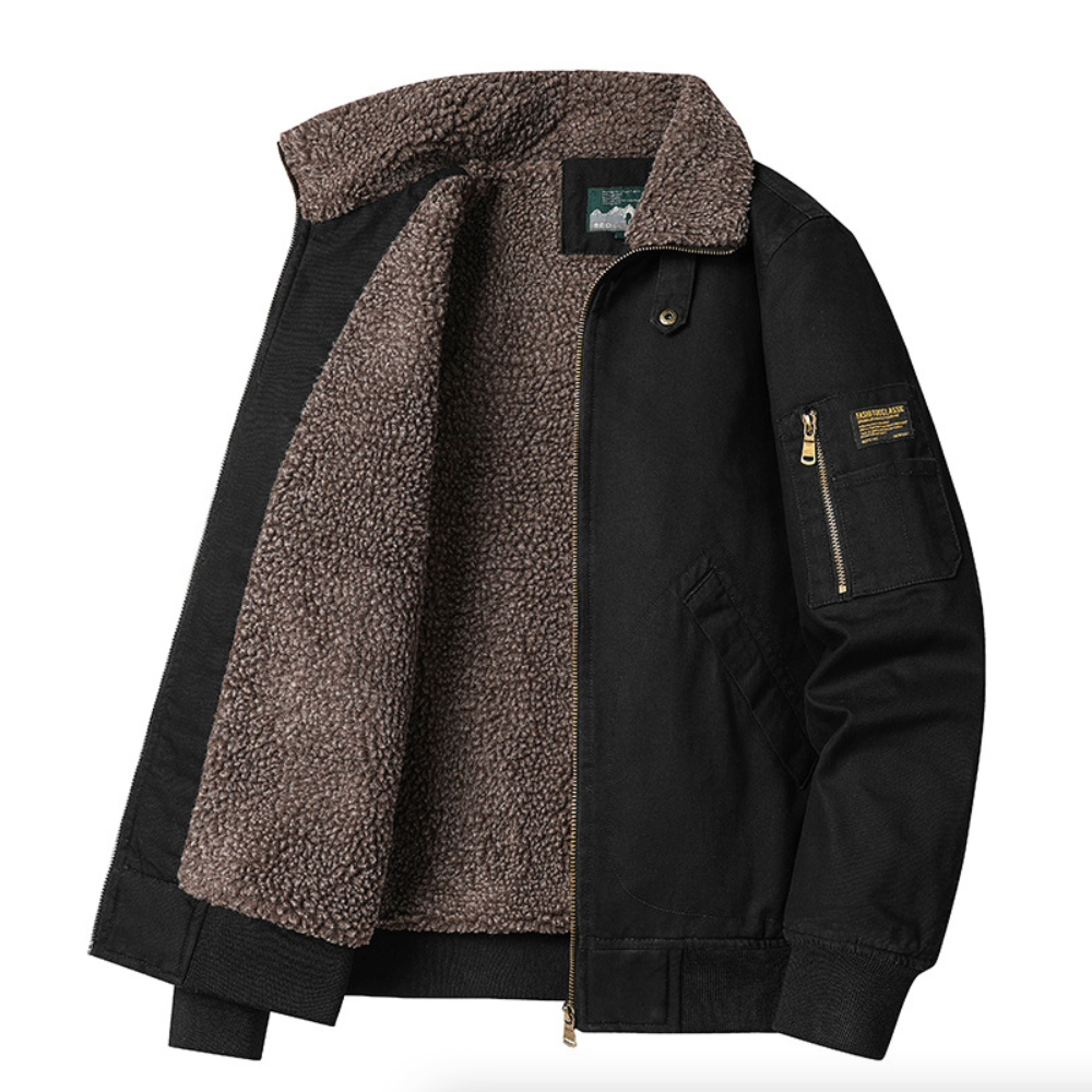 Mens Zipper Jacket With faux shearling Inner