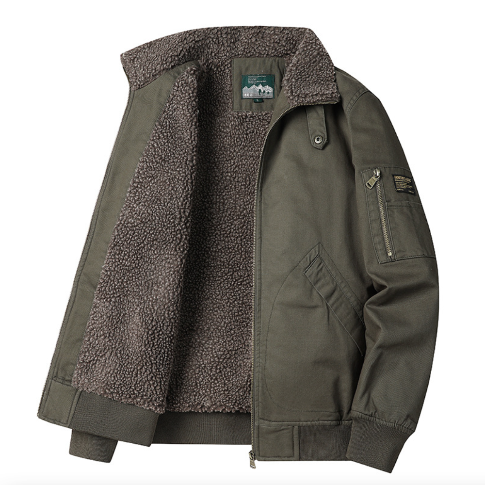 Mens Zipper Jacket With faux shearling Inner