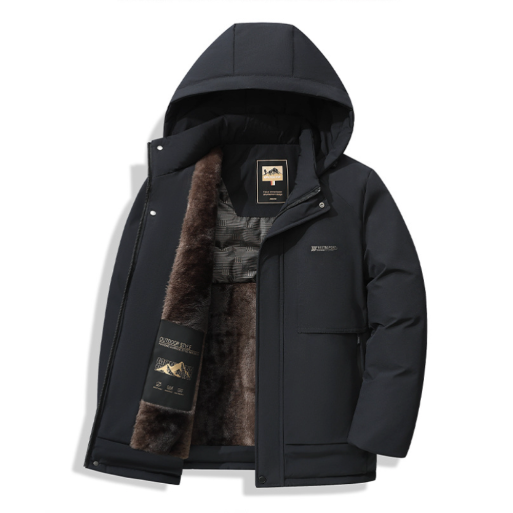 Mens Removable Hood Puffer Jacket With Faux Inner Fur