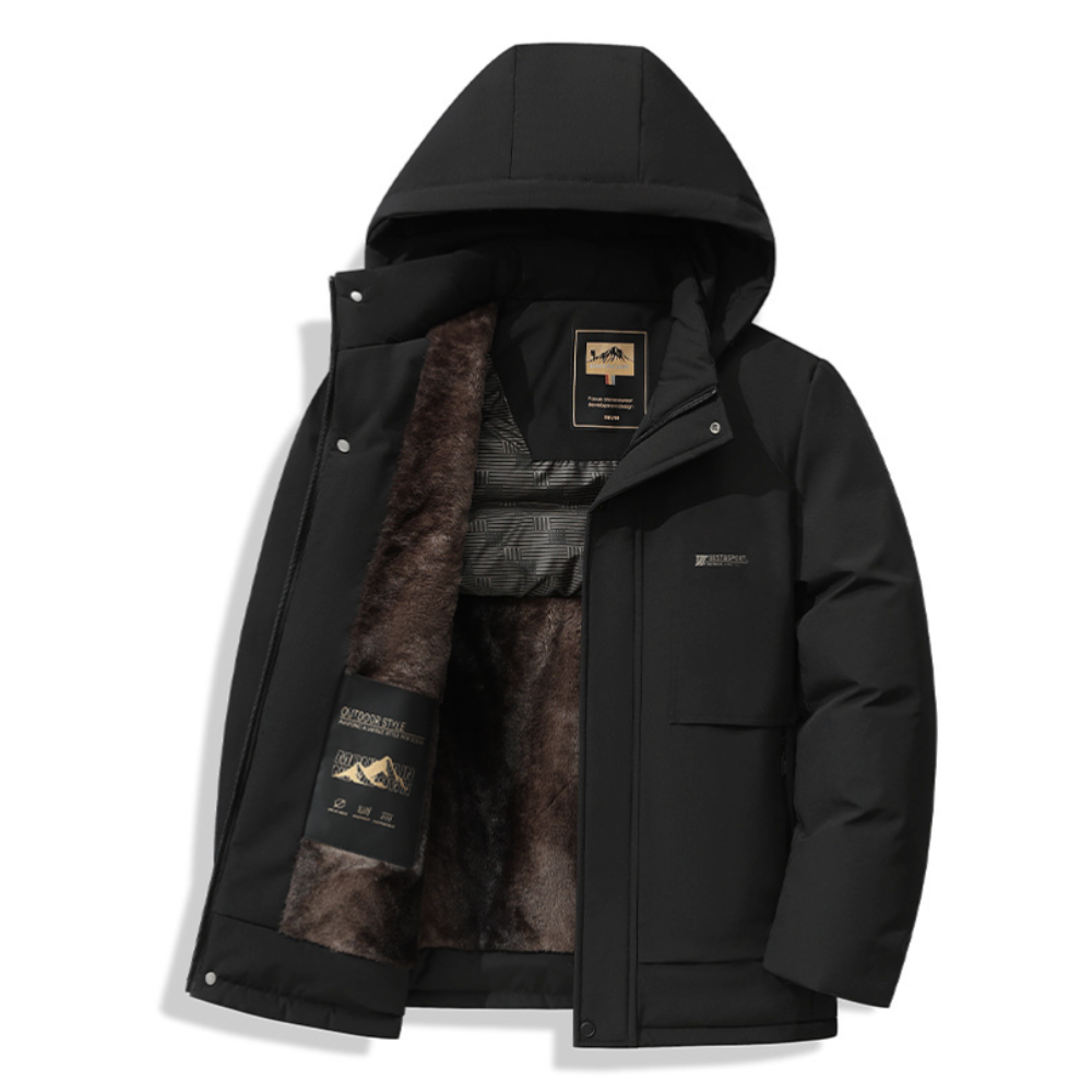 Mens Removable Hood Puffer Jacket With Faux Inner Fur