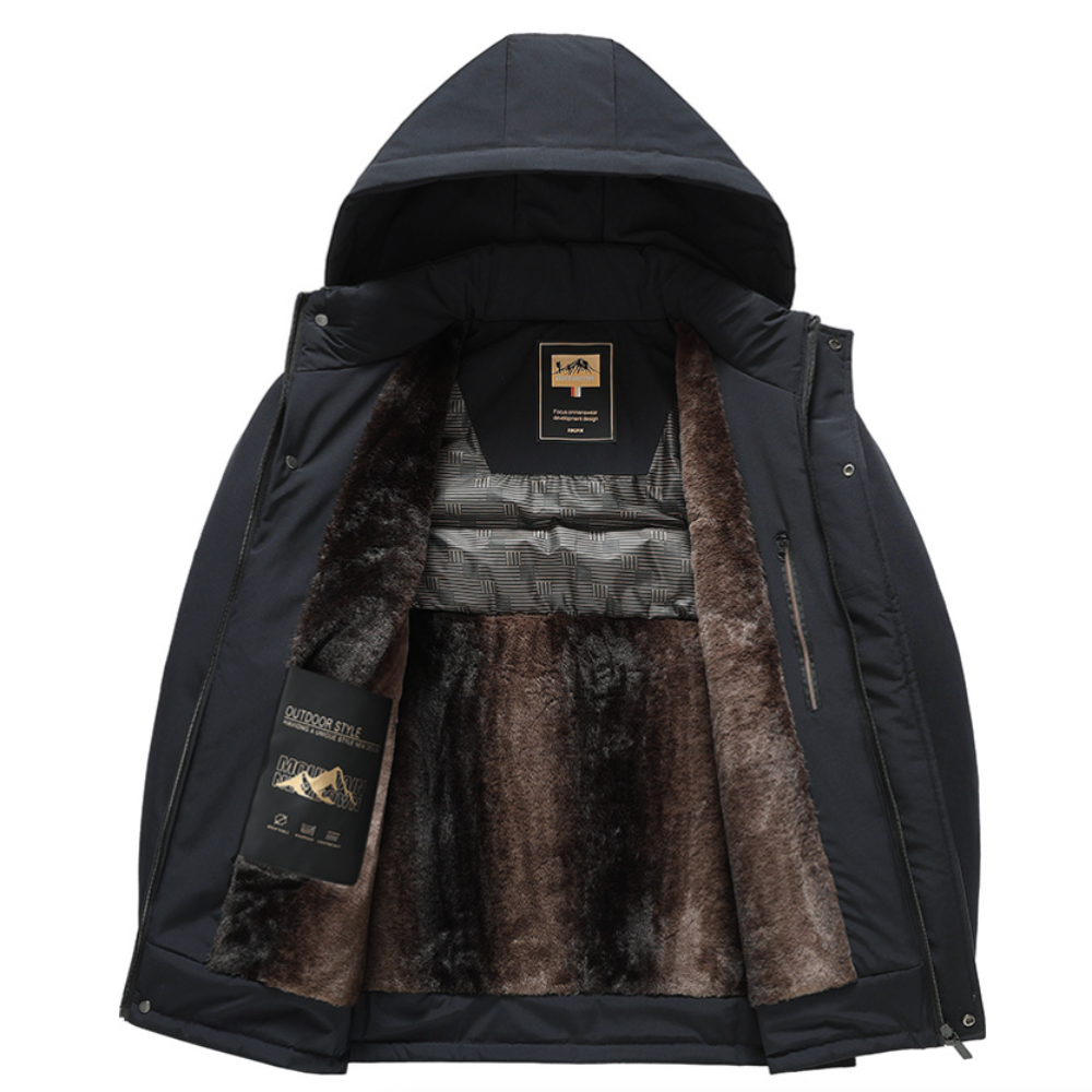 Mens Removable Hood Puffer Jacket With Faux Inner Fur