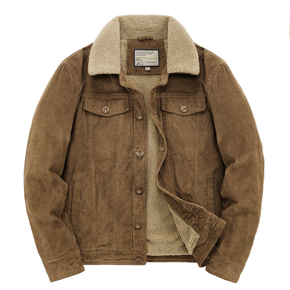 Mens Corduroy Jacket With Faux Shearling Inner