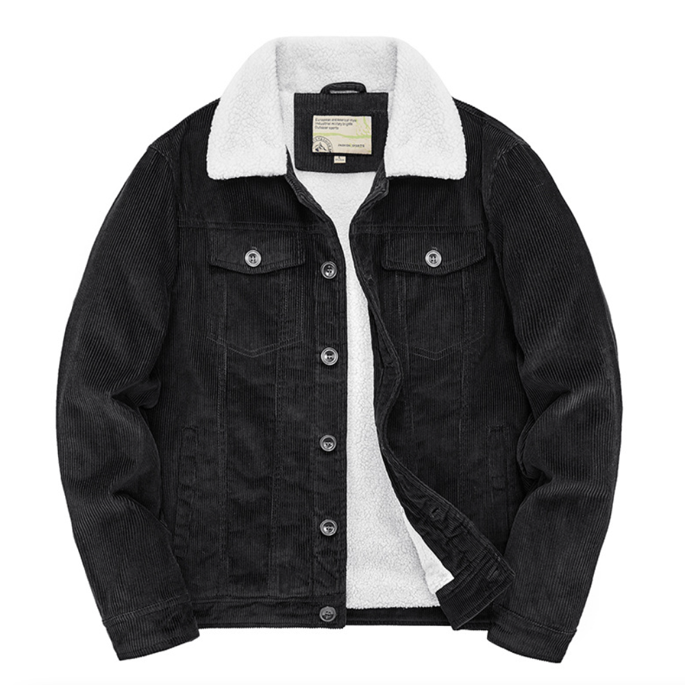 Mens Corduroy Jacket With Faux Shearling Inner