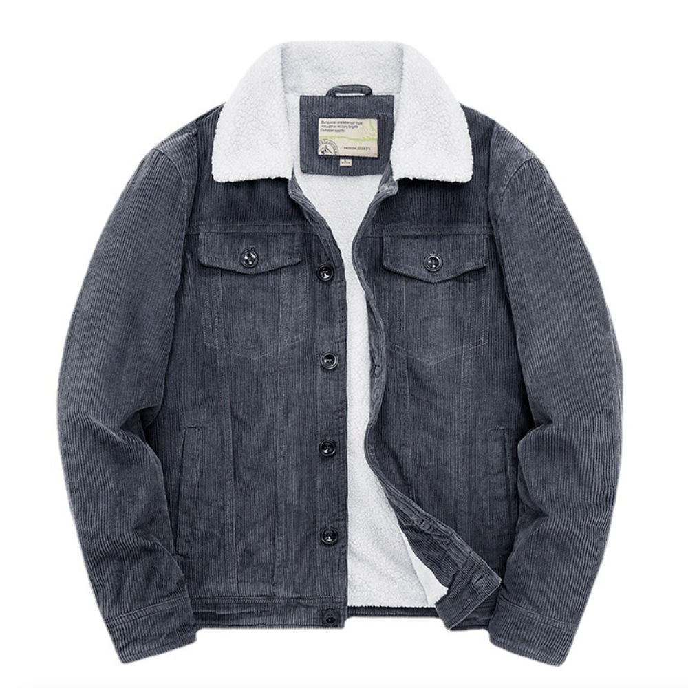 Mens Corduroy Jacket With Faux Shearling Inner