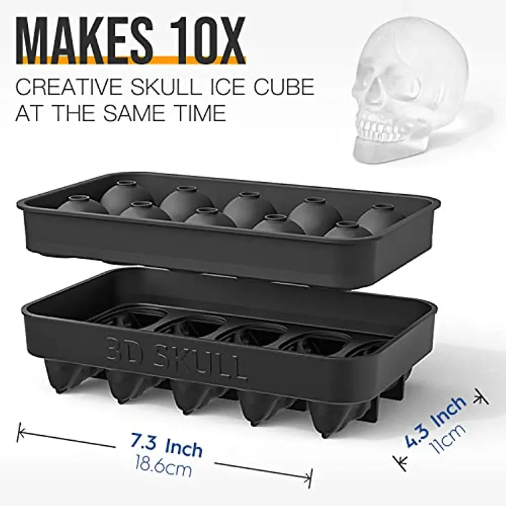 10 Slots Skeleton Skull Ice Mold