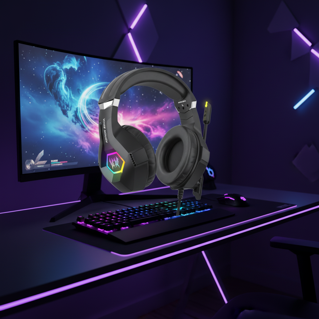 Dynamic RGB Wired Gaming Headset with In-Line Control