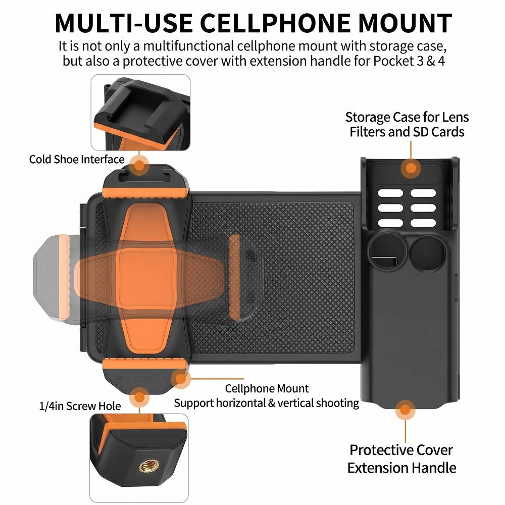 Multi-Functional Extended Handle Bracket for Osmo Pocket 3 & 4