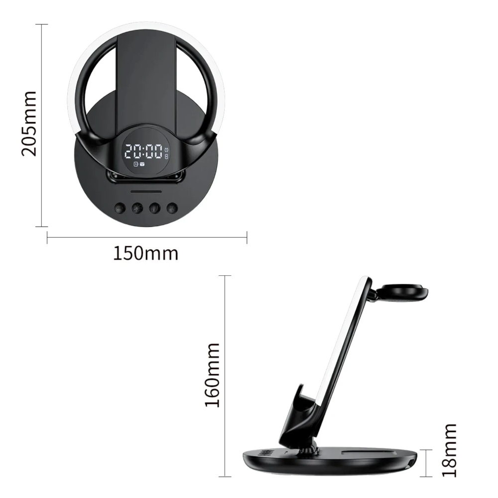5-in-1 RGB Ambient Wireless Charging Station with Alarm Clock