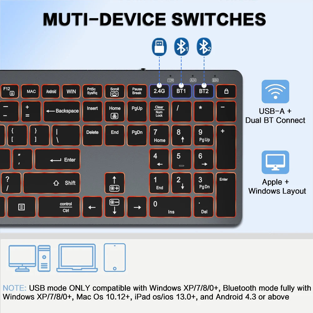 SlimGlow Elite – Ultra-Thin Full-Size Wireless Backlit Keyboard