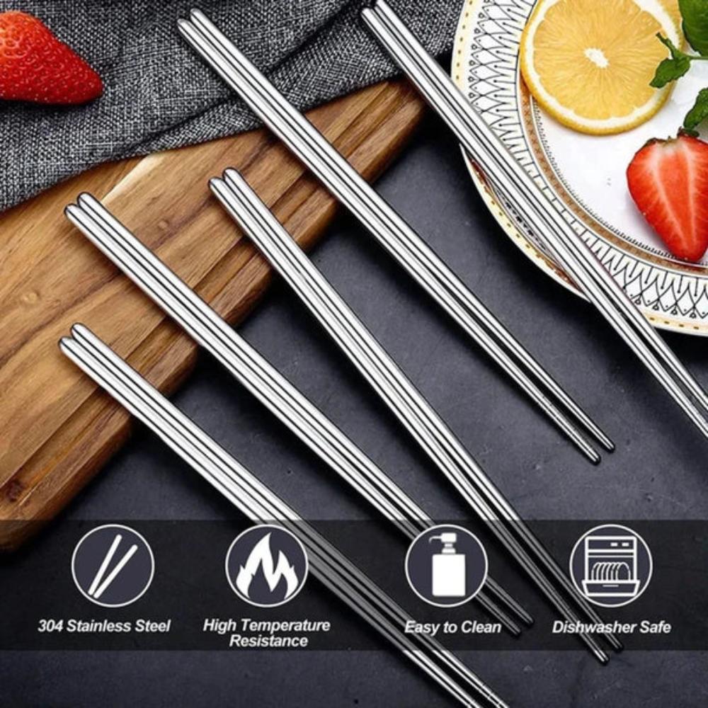 Korean Stainless Steel Chopsticks 5 pairs set