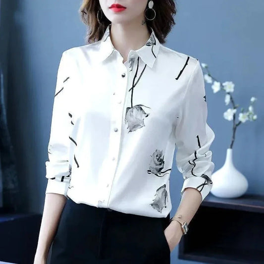 Womens Korean Theme Floral Shirt