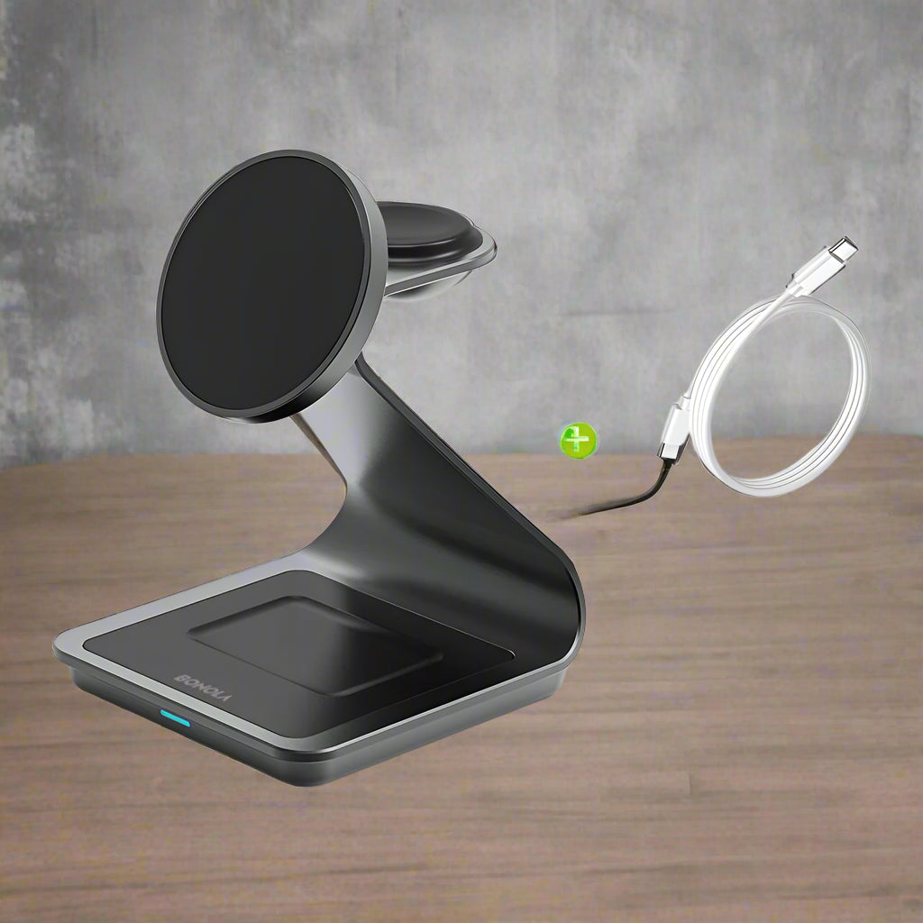 Magnetic 3 in 1 Wireless Charger for iPhones and Apple Watch