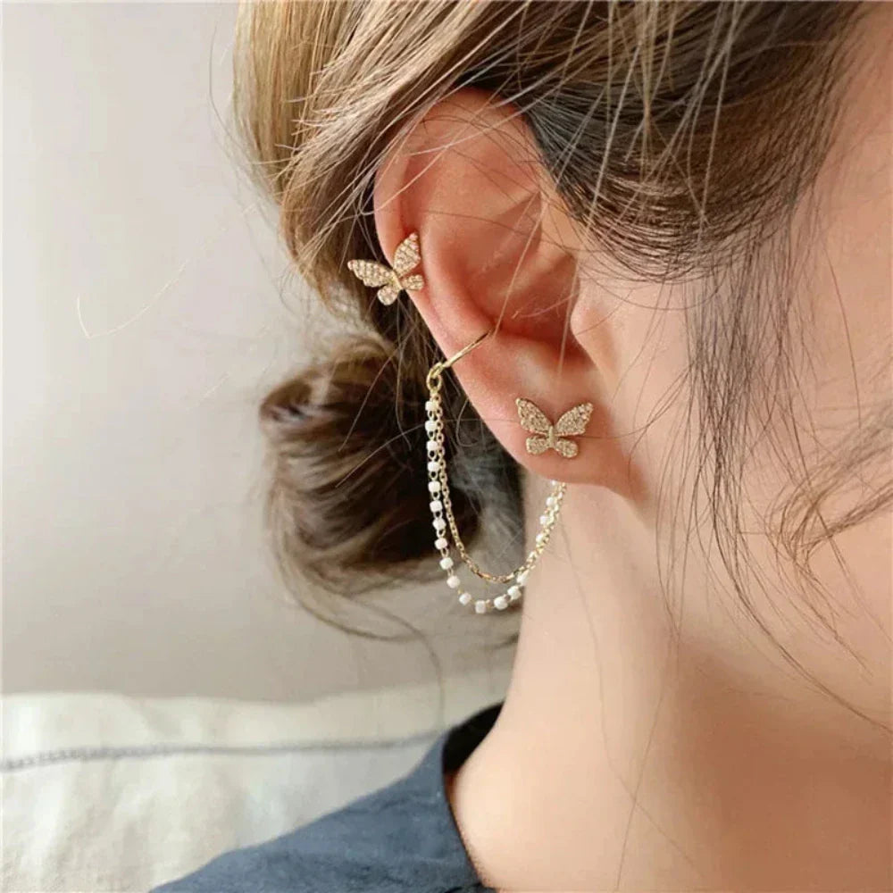 Pierce Drop Earring with Faux Cuff Clip