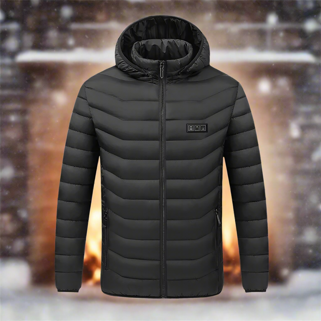 Windproof USB Heated Winter Jacket with Removable Hood