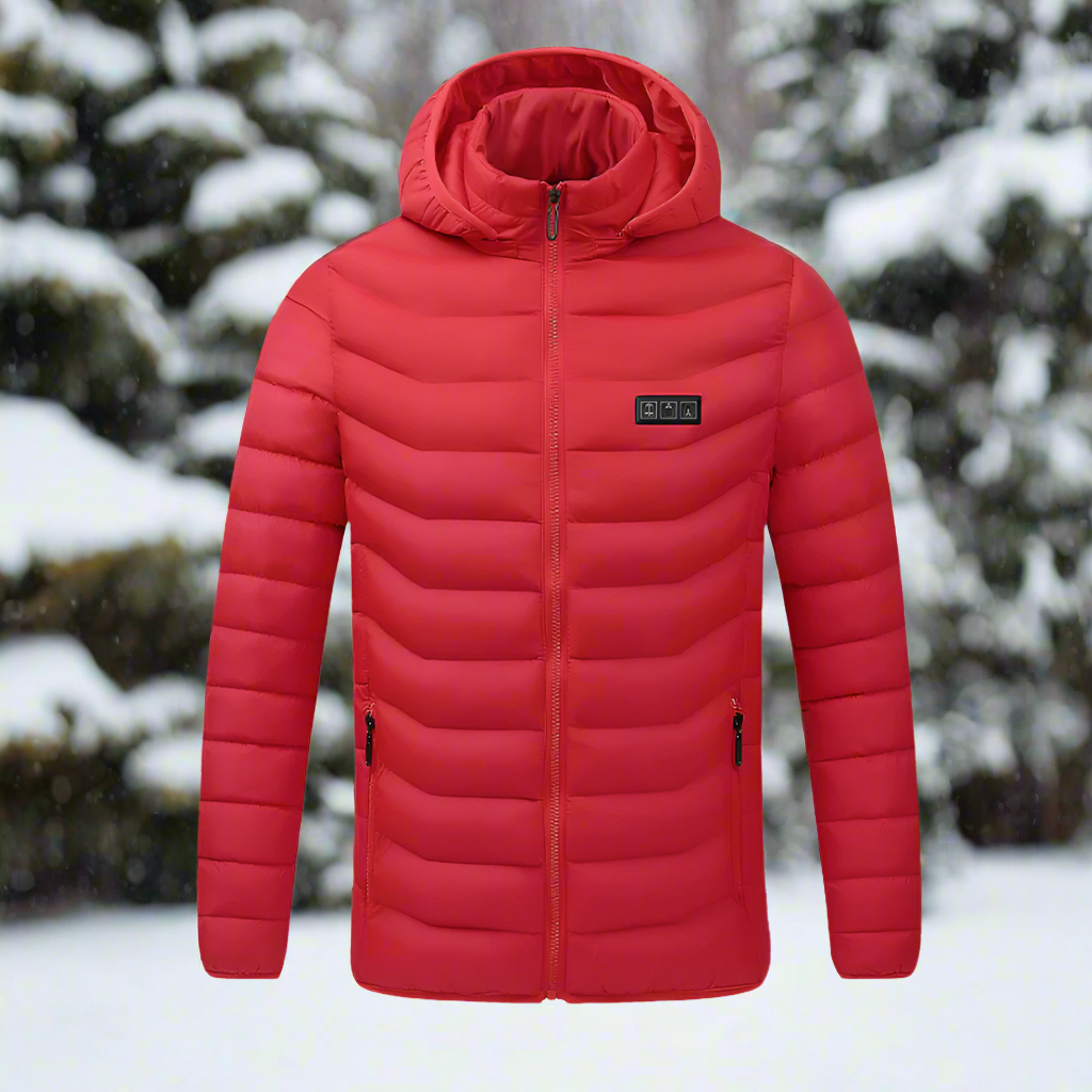 Windproof USB Heated Winter Jacket with Removable Hood