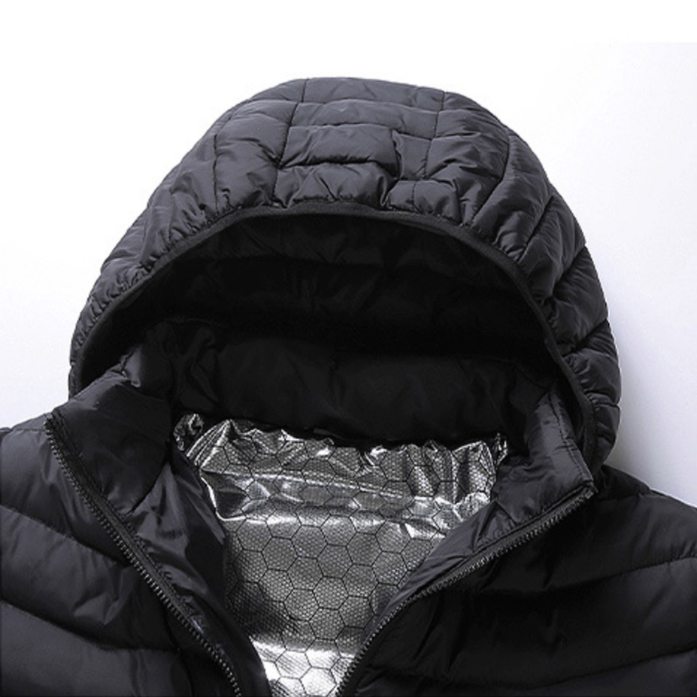 Windproof USB Heated Winter Jacket with Removable Hood
