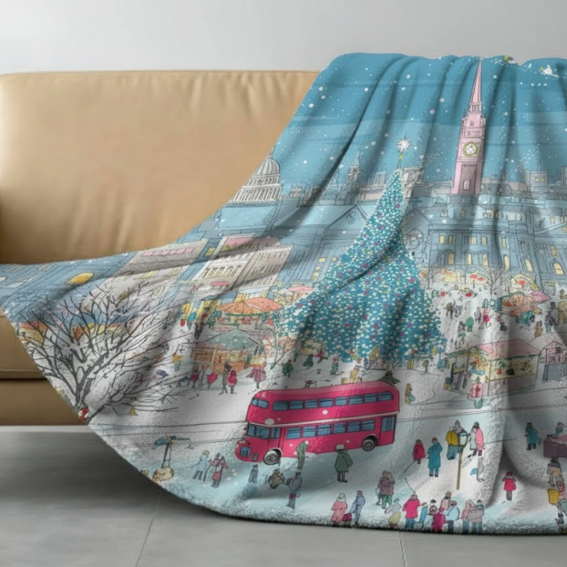 The Enchanted Christmas Market Blanket Plush Throw