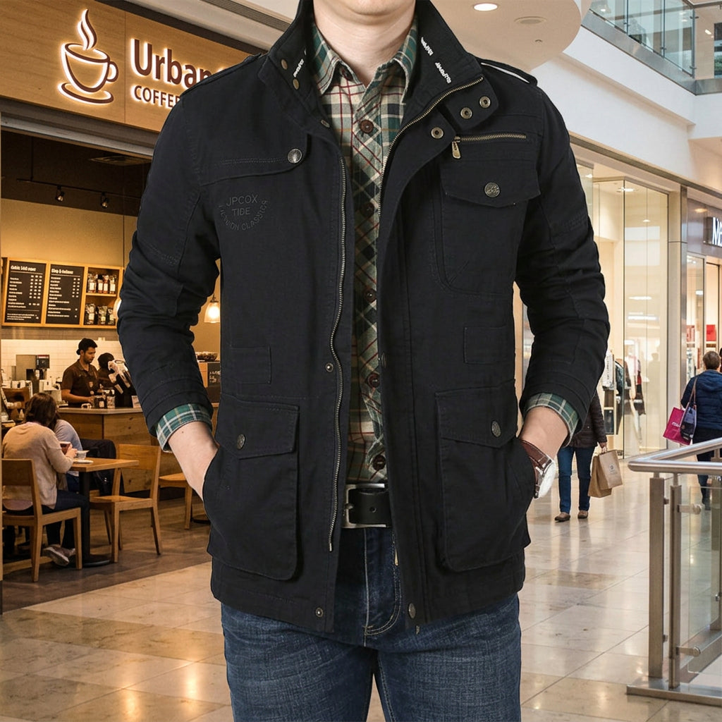 Mens Stand Collar Military Style Jacket