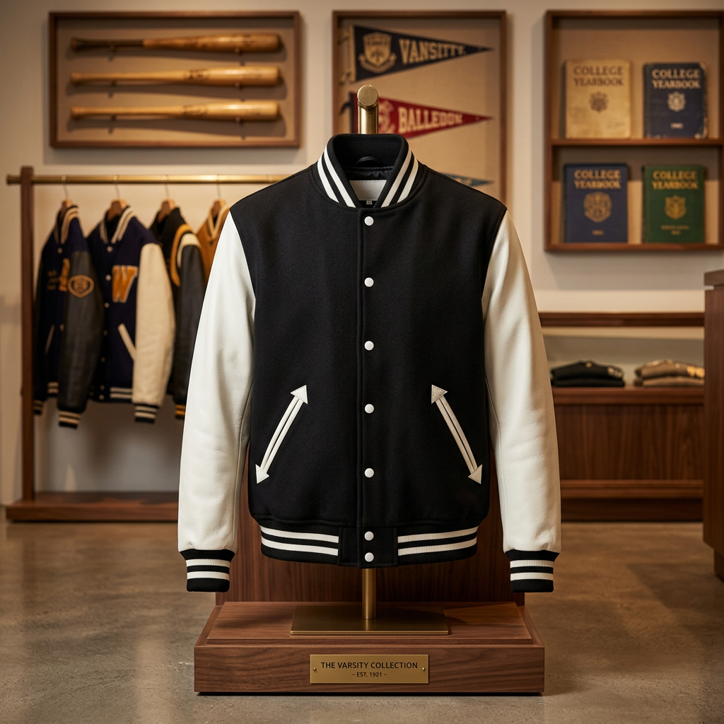 Gridiron Grit Football Theme Two-Tone Fleeced Varsity Jacket