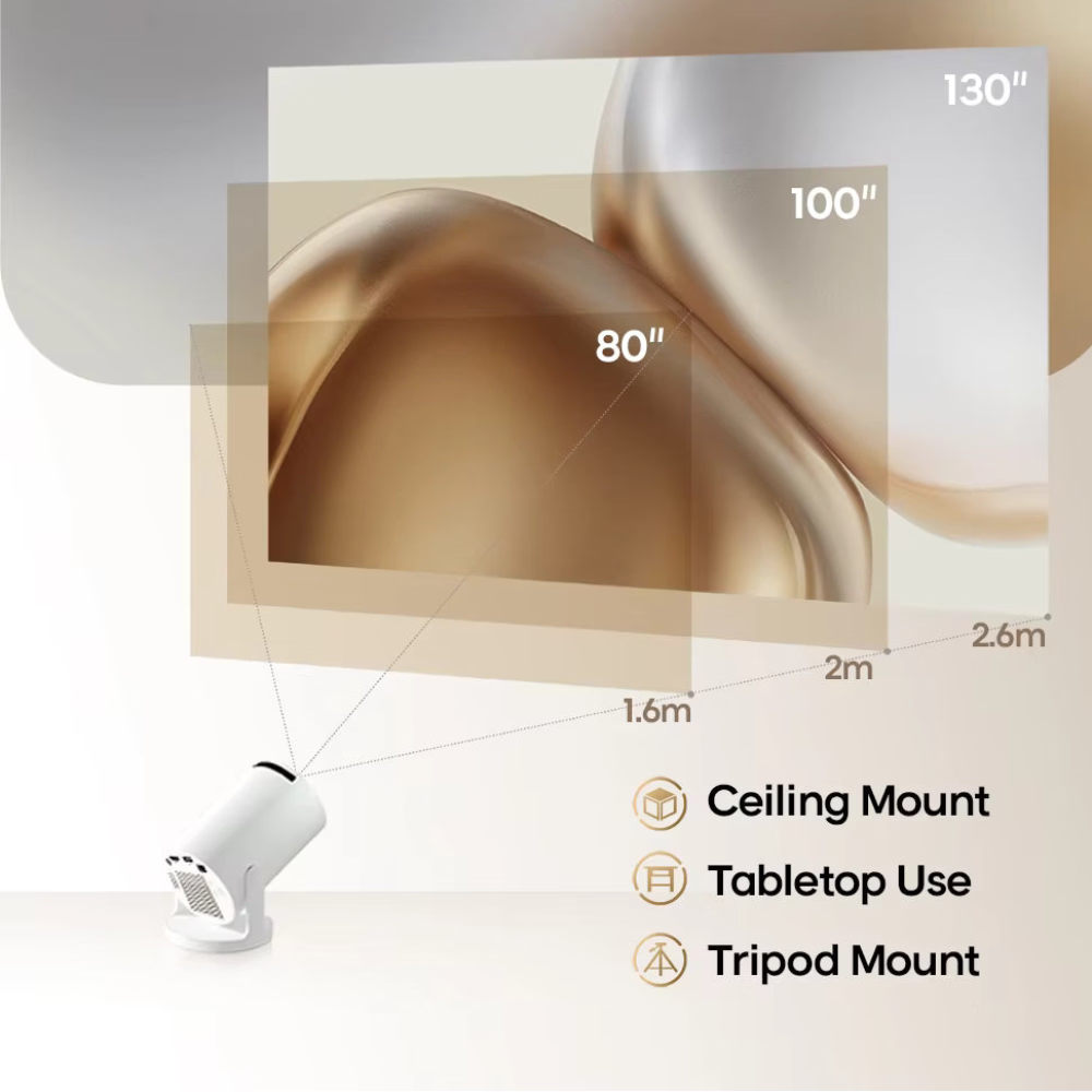 Smartphone screen with measurement indicators and mounting options on a gradient background