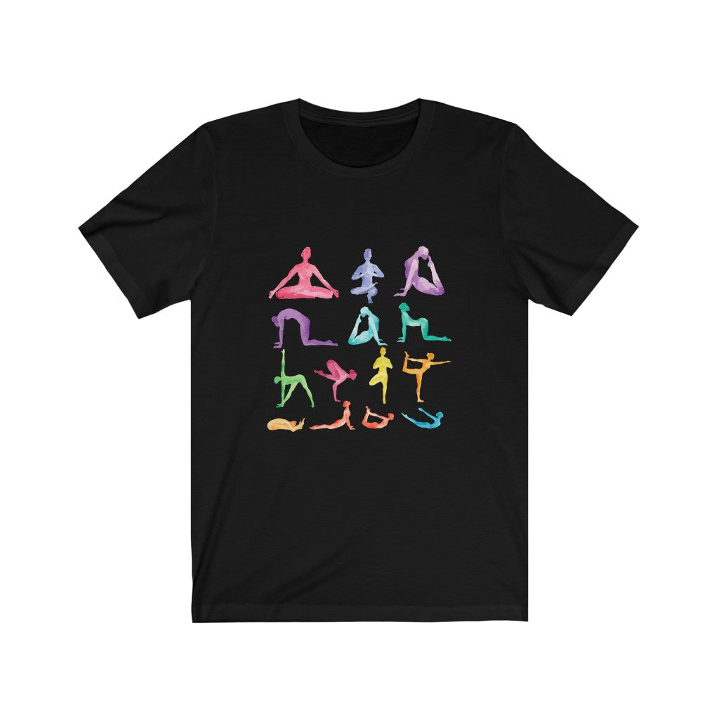 Yoga Poses Print Jersey Short Sleeve Tee