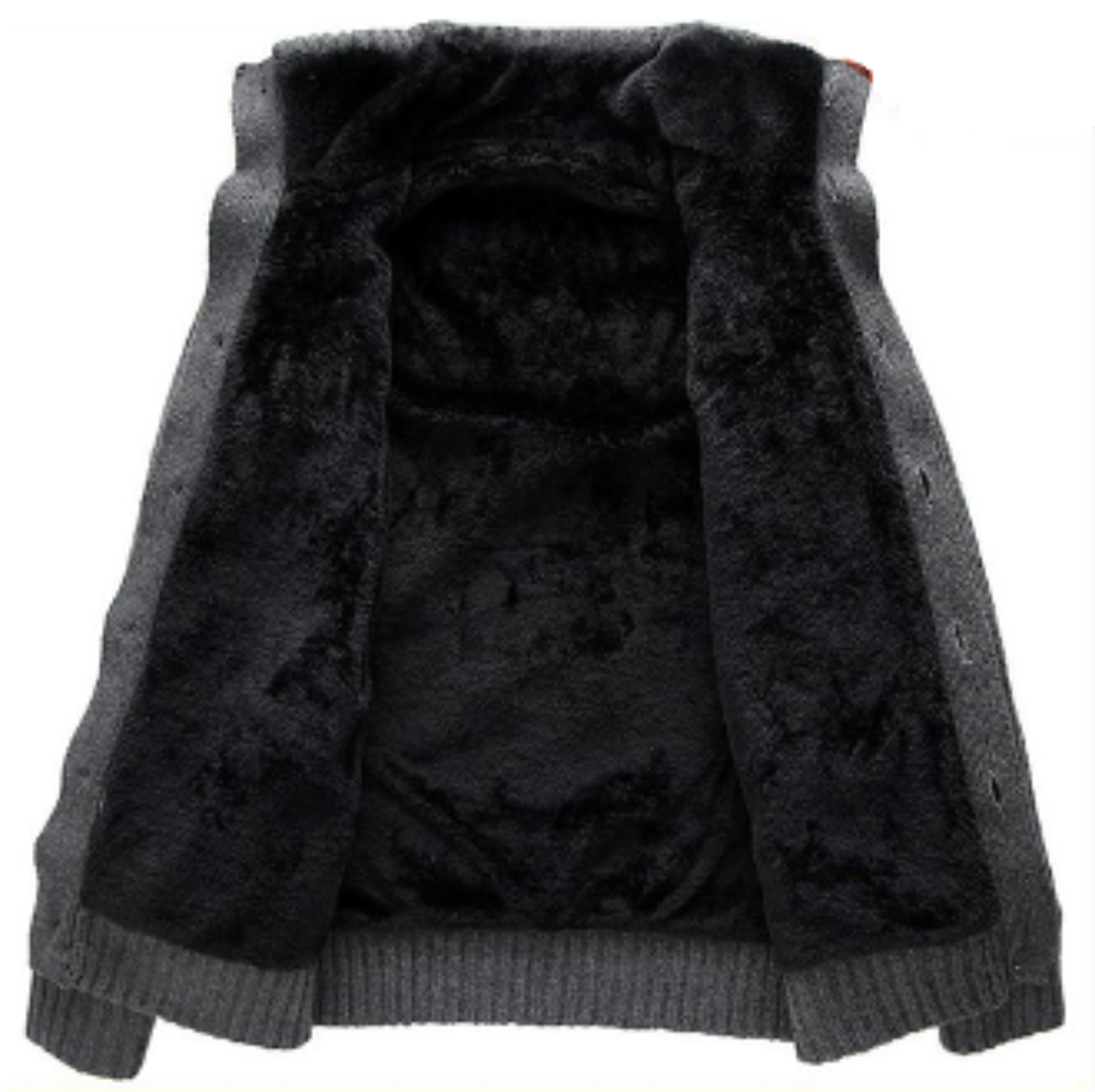 Mens Winter Ultra Warm Inner Faux Fur Cardigan
