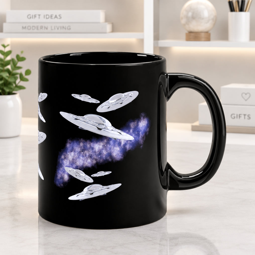 Flying UFO's Black Coffee Tea Mug
