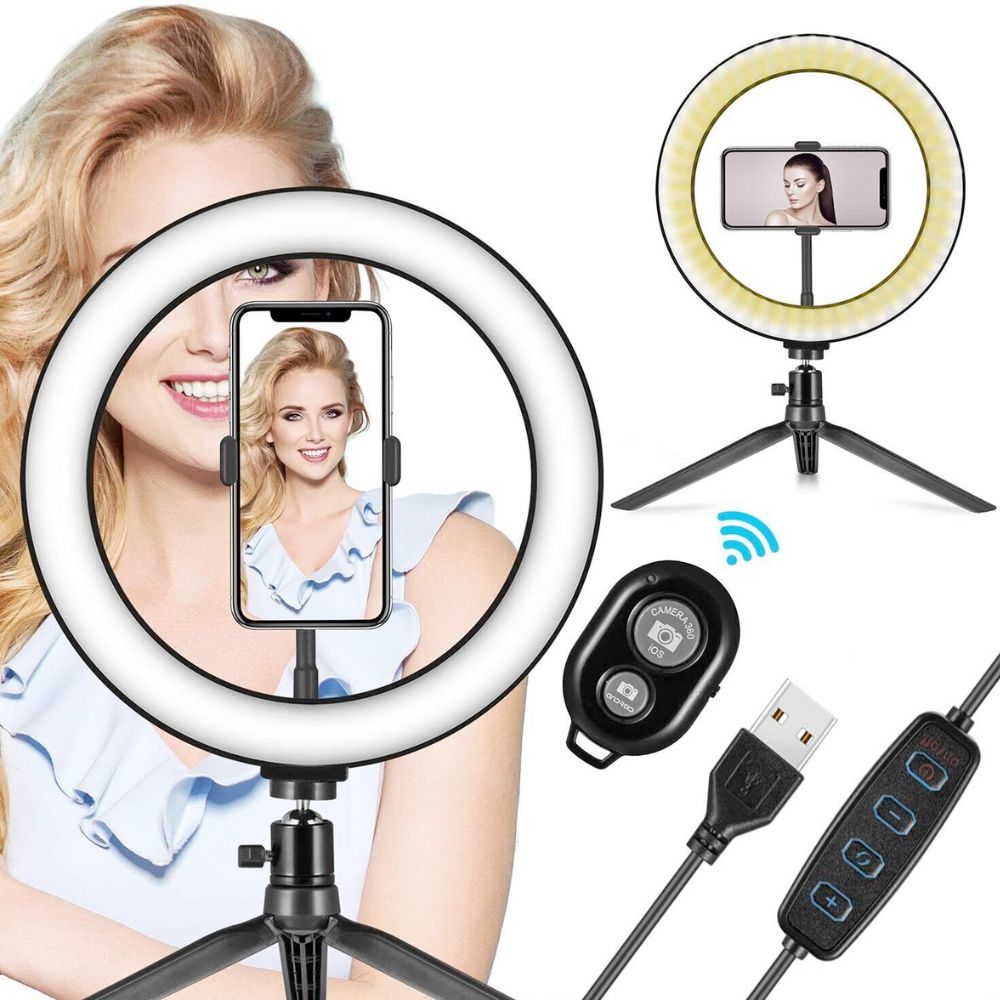 10 inch LED ring light with stand for streaming and photography