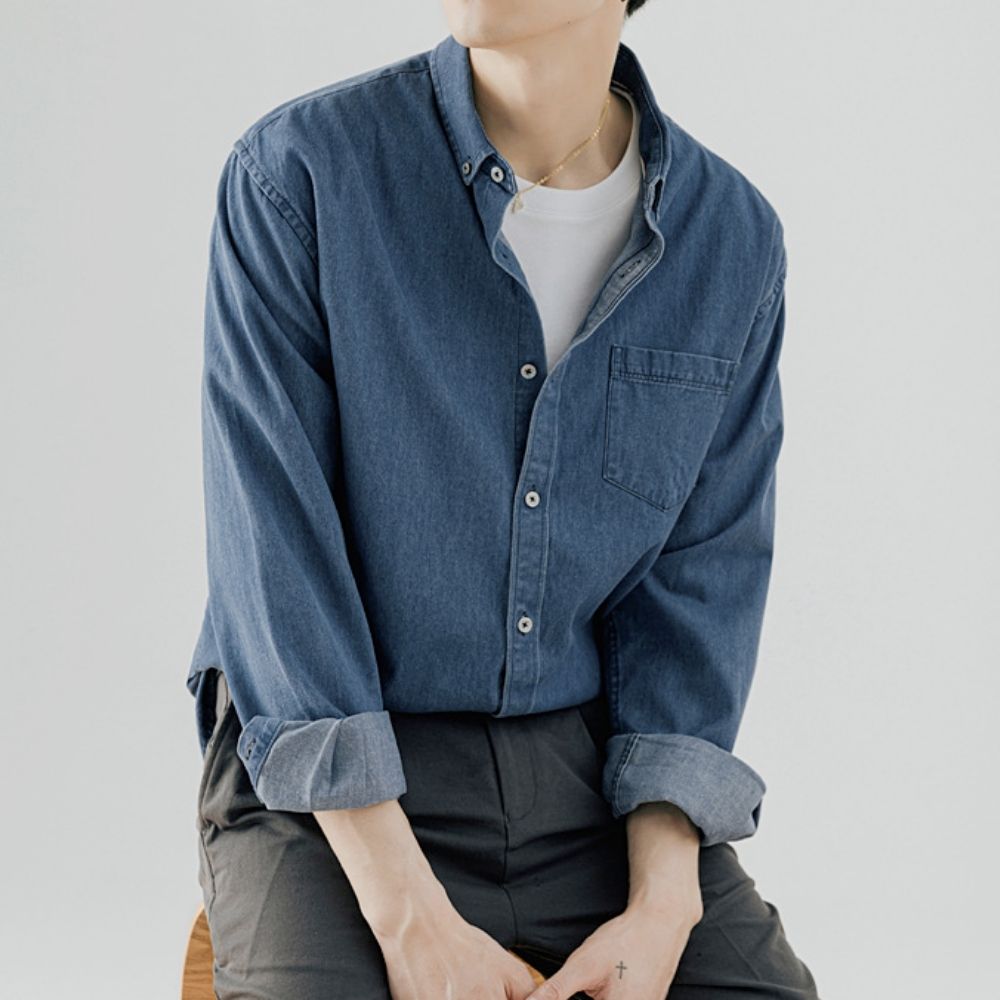 Mens Relaxed Fit Denim Shirt