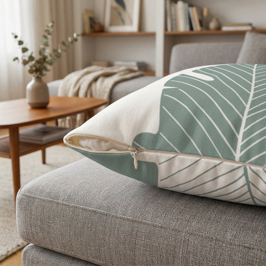 Abstract Green Leaf Double Sided Cushion Home Decoration Accents - 4 Sizes