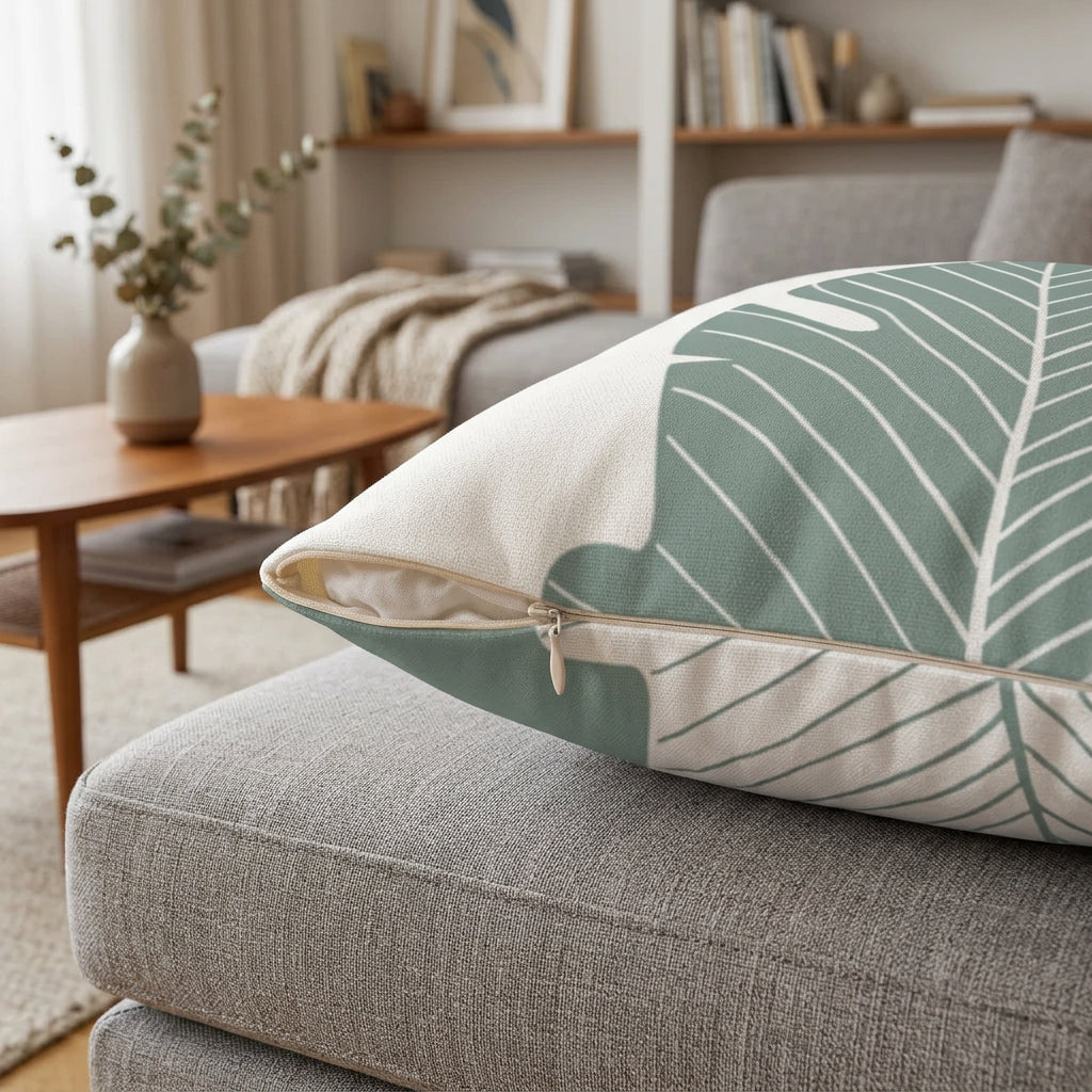 Abstract Green Leaf Double Sided Cushion Home Decoration Accents - 4 Sizes