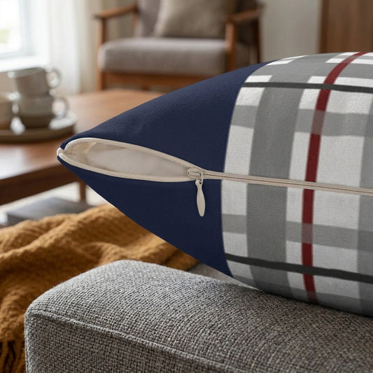 Gray Plaid Design Cushion Home Decoration Accents - 4 Sizes