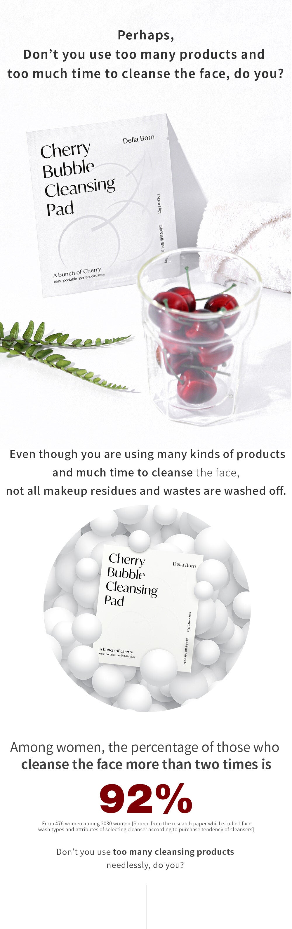 Korea Della Born Cherry Bubble Cleansing Pads